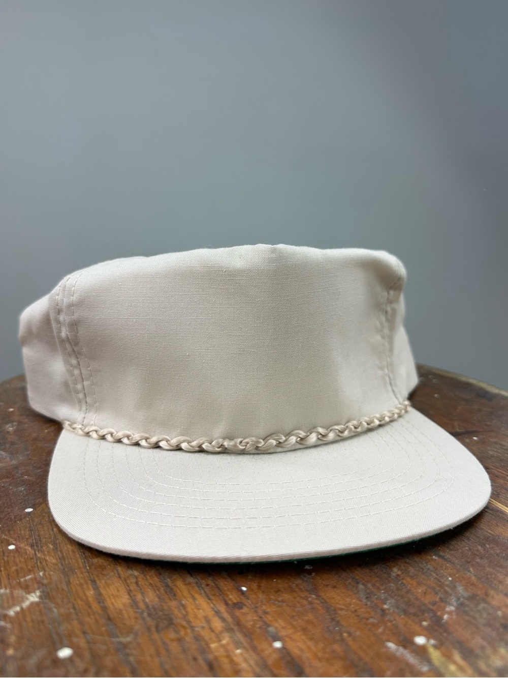 Vintage Dead Stock Braided Rope Stone Color 5 Panel Hat